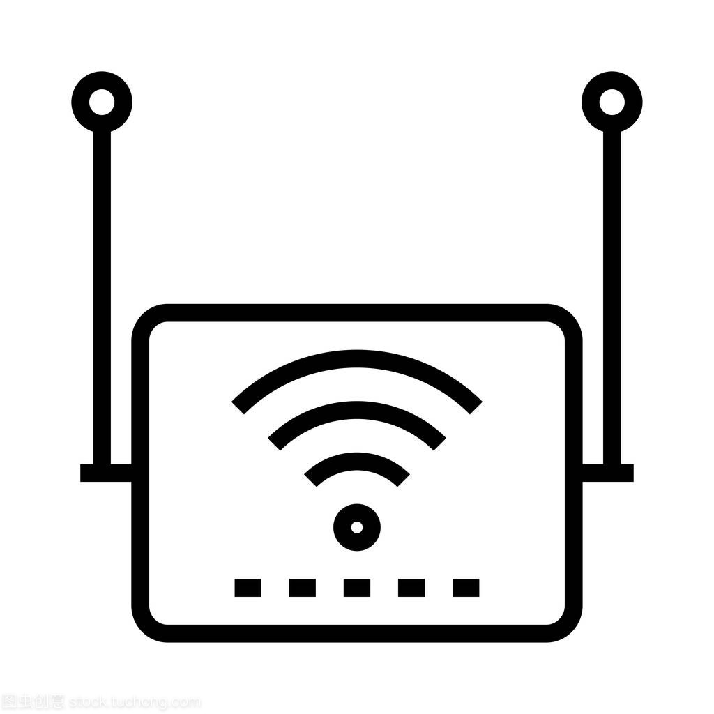 WIFI設備細線矢量圖標 網(wǎng)絡設備的視覺語言